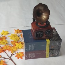 엔틱 나팔모양 축음기오르골 빈티지 선물 인테리어장식 생일선물 크리스마스, 브라운