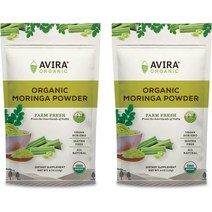 Avira 유기농 모링가 분말 비건 비GMO 스무디 차 및 라떼에 쉽게 혼합 재밀봉 가능 일반 녹색 8온스, 4 Ounce (Pack of 2)