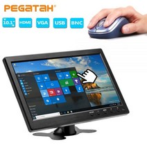 15인치 10인치 휴대용 LCD HD PC 모니터 미니 TV 컴퓨터 디스플레이 2 채널 비디오 입력 휴대용 보안 모니터 스피커 포함, 검은색_미국 플러그