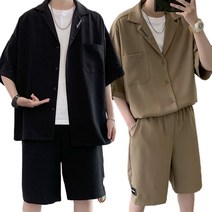 Haengbuk 여름 남성 정장 반팔 자켓 점퍼 반바지 루즈핏 캐주얼 편안한 데일리룩으로 코디하기 좋아요