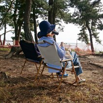 캠핑의자 1+1 세트 경량 릴렉스 우드 대형 로우체어 블랙 베이지, 블랙+블랙