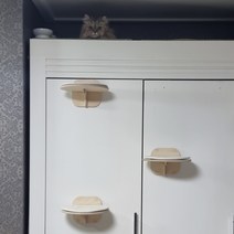 고양이 벽 원형 캣워커 - 원목 고양이 캣타워 폴 선반 구름다리 놀이터, 나무 벽 4개