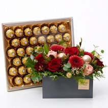 스텔라꽃바구니+페레로로쉐초콜릿(42입) 꽃배달 크리스마스선물