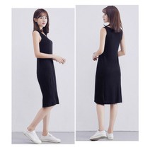 여성 여름 데일리 민소매 면 미디움 원피스 치마 셔링 랩 여자 슬림
