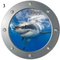 3D 잠수함 Porthole 창 벽 스티커 구강 상어 물고기 보트 냉장고 욕실 홈 인테리어 Sealife 인쇄 YZL7, C3