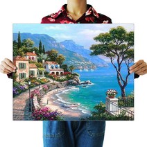 ZOZI액자 캔버스형보석십자수 Diy세트 라운드 비즈 40 X 50cm200 핫 제품, 171. 해변 풍경 ZF0171, 40X50cm