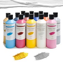지누아트 아크릴물감 대용량 500ml 전문가용 아크릴물감세트, 샙 그린 (풀색)