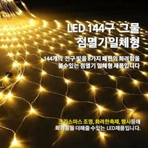 LED 144구 그물 점멸기 일체형/인테리어조명/크리스마스전구/은하수/점멸기포함, 백색선-청색