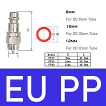 퀵 커플러 압축기 용 공압 유럽 커넥터 릴리스 커플 링 암수 나사 에어 호스 피팅 EU 조인트 표준, [03] PP, [01] 20