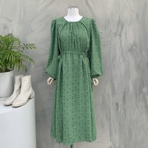[봄신상무배]로맨틱 플라워 넥 셔링 끈 조절 플레어 원피스