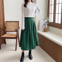 코지23 / 여자 페플럼 플레어 허리밴딩 샤랄라 롱스커트