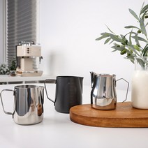 홈인홀 라떼아트 밀크피쳐 스텐저그 눈금 바리스타 스팀피쳐, A.눈금 스테인리스 스팀피쳐, 350ml