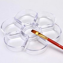 꽃모양 팔레트 동양화 만화 단청 석채 분채 봉채 안채 편채 민화 수채화 캘리그라피 미술 용품 넓은칸 접시 물감 화방 준비물 농도 조절 귀여운 캔버스 그림 팔렛트 유화 빠레트(화이트), 투명