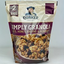 [낱개배송] 퀘이커 Quaker 오트 허니 레이진 아몬드 그래놀라 978g 1개배송 시리얼, 1개