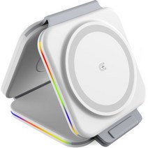 휴대용 마그네틱 무선 기 패드 호환아이폰 13 12 11 프로 맥스 아이워치 7 6 에어팟 프로용 15W 3 인 1, WHITE