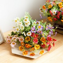 플라워트리 파인데이지부쉬 35cm 조화 꽃 인테리어 장식 FAIAFT, 오렌지