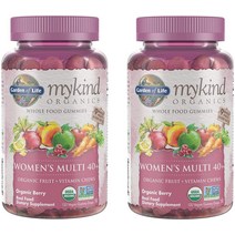 멀티비타민 MyKind Organics 여성용 멀티 40 홀푸드 맛있는 유기농 베리에 들어있는 비타민 츄비건 젤리 드롭 120개 2팩
