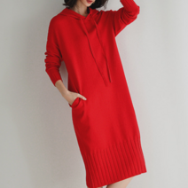 르엠마 멜로우 후드 루즈 니트 스웨터 긴팔 루즈핏 니트원피스 겨울원피스 가을 원피스