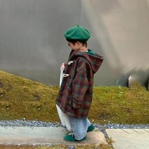 유블리 아동 후드 체크 캐주얼 떡볶이 캐주얼 코트 떡뽀끼
