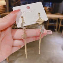 【구름】실버 핀 동대문 비대칭 긴 술 귀걸이 여성 기질 인터넷 유명인 귀걸이