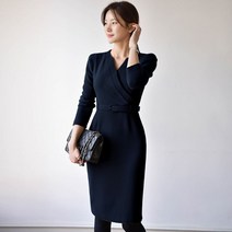 하이퀄리티 여성 벨티드 랩 원피스 정장 결혼식 복장 기은세 상견례 옷차림 트위드 부케받는사람 아나운서 협찬 면접 정장 대여 하객 예식 룩