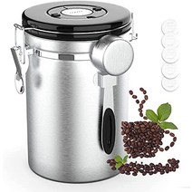 [일본정품] 커피통 60.9 fl oz(1800 ml) 원두커피 보관용기 밀폐용기 교체밸브 스푼 21.2 oz(600 g) 티캔 과자 설탕 향료 날짜표시 방습보관캔 대용량 실버, 찢어진 조각, 1800ml+5 버블