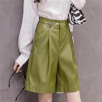 캐주얼 반바지 일자통바지 겨울 PU 반바지 여성 5부
