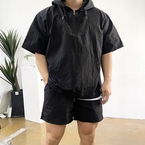 데일리 남자 쿨링 아노락 반팔 반바지 커플 여름 회색 트레이닝 세트