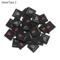 50PCS 레이블사랑과 수제 만화 고양이 재봉틀 뜨개질 양모 공 심장 모양 태그, 10 blackType 3