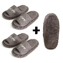 청소슬리퍼본품2+리필1세트 걸레슬리퍼 극세사 거실슬리퍼 층간소음 발걸레 거실화, 그레이2+리필1