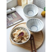르디망쉬 일본풍 로터스 세라믹 도자기 국그릇 면기 덮밥 라면 라멘 냉면 우동기 그릇4P세트, 로터스 우동기 SET, 4개, 로터스 4P