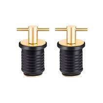 바다 낚시보트 고무보트 448C 2 Pcs Brass/Stainless Steel T-Handle Drain Plug Rubber Scupper Twist-Tur, 04 19MM-Blcak