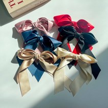 골프 헤어 롱 리본 새틴 공단 헤어 자동핀 6컬러