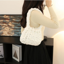 굵은 실 22m 6가지 색상 자이언트얀 DIY 뜨개 손으로 짠 만두 가방만들기 니트백, 연핑크