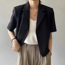JL 여성 여름 반팔 정장 코트 크롭자켓 심플