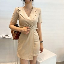 베이시코 / [재진행]린넨타이트 랩카라 벨트자켓원피스