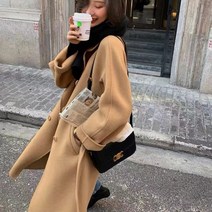 가을 겨울 여자 피코트 양면 울 코트 여성 더블 루즈핏 코트