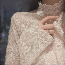 레이스 이너 긴팔 셔츠 레이스 셔츠