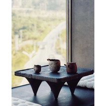 소반 찻상 나무 탄화 목조 일본식 스퀘어 티테이블, 통나무색 소환교각40x40x25