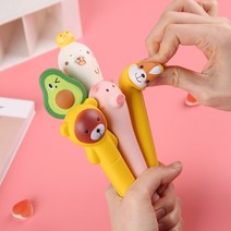 1+1+1 말랑말랑 귀요미 캐릭터 인형 중성펜 (강아지 곰돌이 돼지 물개 아보카도), 강아지, 아보카도