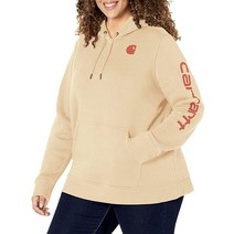 Carhartt 여성용 릴렉스 핏 미드웨이트 로고 슬리브 그래픽 스웨트셔츠 화이트 트뤼플