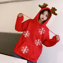 크리스마스 맨투맨 카와이 옷 여성용 하라주쿠 후드 티 스웨터 Streetwear 겨울 긴팔 프린트 풀오버