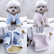 강아지 꽃무늬 니트 조끼 따뜻한 실내복 애견 겨울 옷
