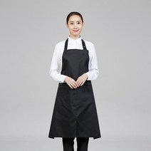 목걸이형 앞치마 스냅 보카시 트임 카페앞치마(3color) / 자수 나염 가능, 블랙, 1개