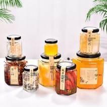 주방 잡곡 밀폐수납통 예쁜무늬 유리저장통 잼 소포장통, 380Ml+거품상자상자