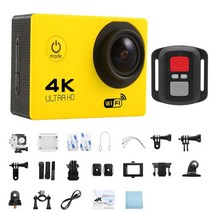 미니캠 자전거액션캠 4K 액션캠 자전거 블랙박스 H9 액션 카메라 울트라 HD 4K/30fps 와이파이 2.0 인치 170D 수중 방수 헬멧 비디오 녹화 스포츠 캠, [04] YELLOW, 04 YELLOW