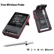 탐침온도계 오븐 디지털 적외선 AidMax 블루투스 스마트 방수 주방 음식 고기 진정한 무선 온도계 그릴 바베큐용 고온 프로브 포함, 1.Black