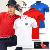 [세바스찬골프] Aerocool원단 심플 자수배색 카라넥 남성 반팔티셔츠_101388