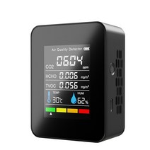 미세먼지측정기 공기질측정기 초미세먼지측정기 co2 meter co2 detector 다기능 온습도계 홈 지능형 가스 분석기 가정용 디지털 대기 오염 모니터, 검은색