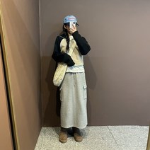 드리뮤즈 여성 국내제작 카고 뒷트임 밴딩 롱 스커트 3color